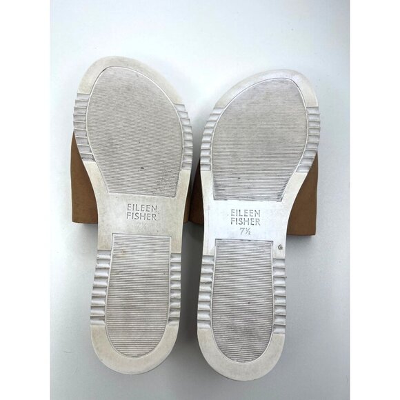 Eileen Fisher Touch Leather Flatform Sandal 7.5 Ladies Brown Color - Picture 6 of 11